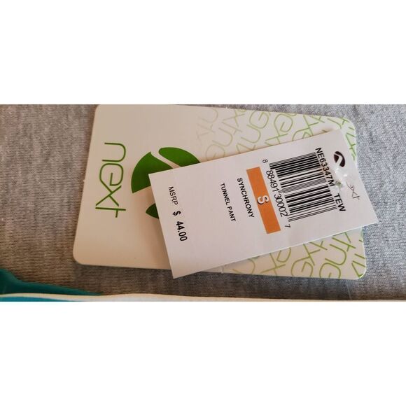 NEXT SYNCHRONY TUNNEL PANT TEAL & WHITE STRIPE SIDE TIE CINCH NWT SZ S - Picture 4 of 6